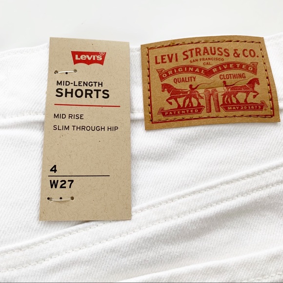 Levi’s Distressed Mid Rise White Denim Jean Short - Picture 11 of 12